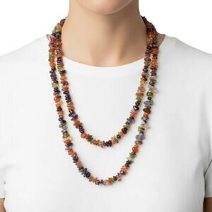 Lot 2 Multicolor Gemstone Chip Beaded Necklaces Boho Earthy Jewelry